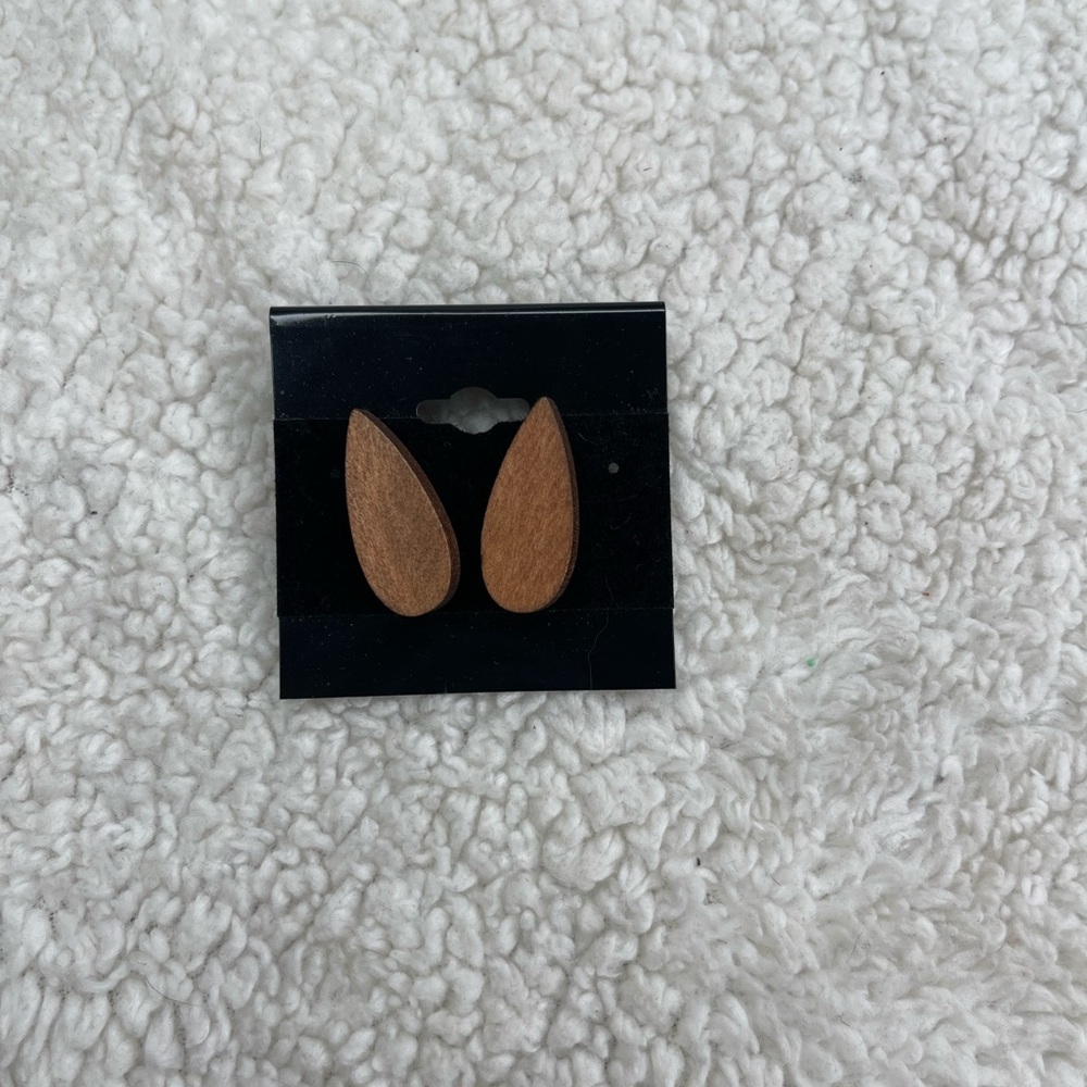 Wooden tear drop studs